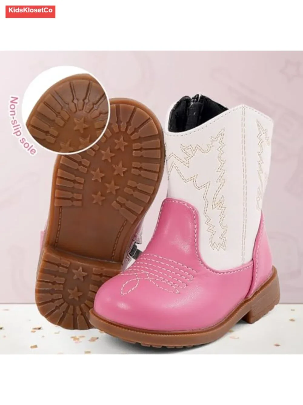 Toddler Western Embroidered Round Toe Boots with Zipper